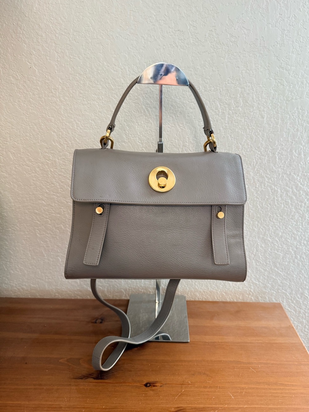 Saint Laurent  -TAUPE -Muse Leather Top-Handle Satchel /Crossbody with GHW